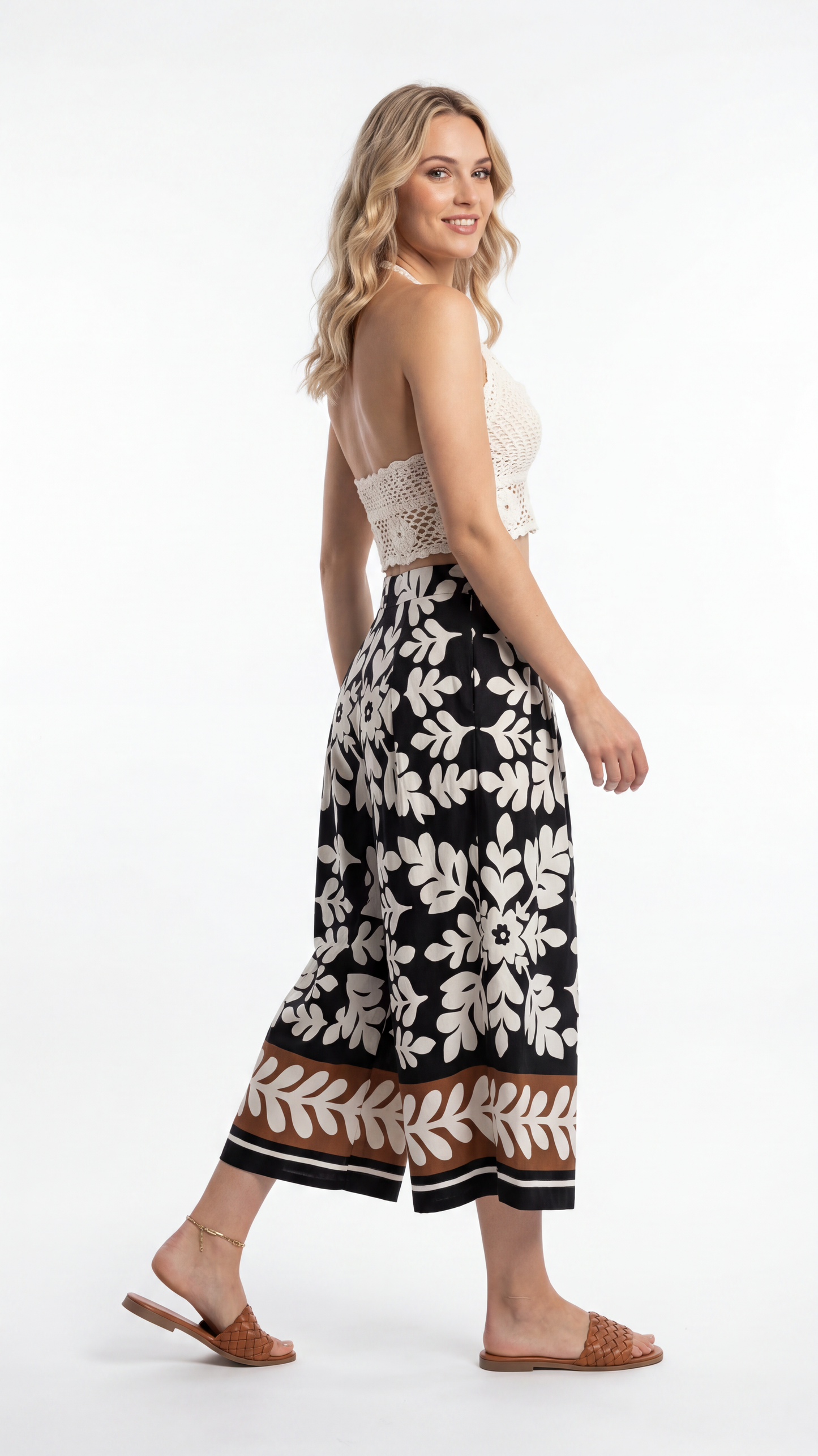 Pantalone crop fantasia