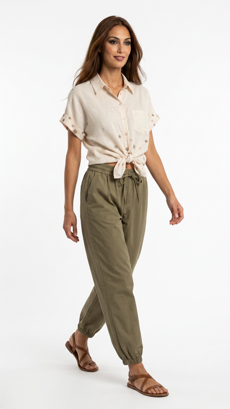 Pantalone cotone con coulisse