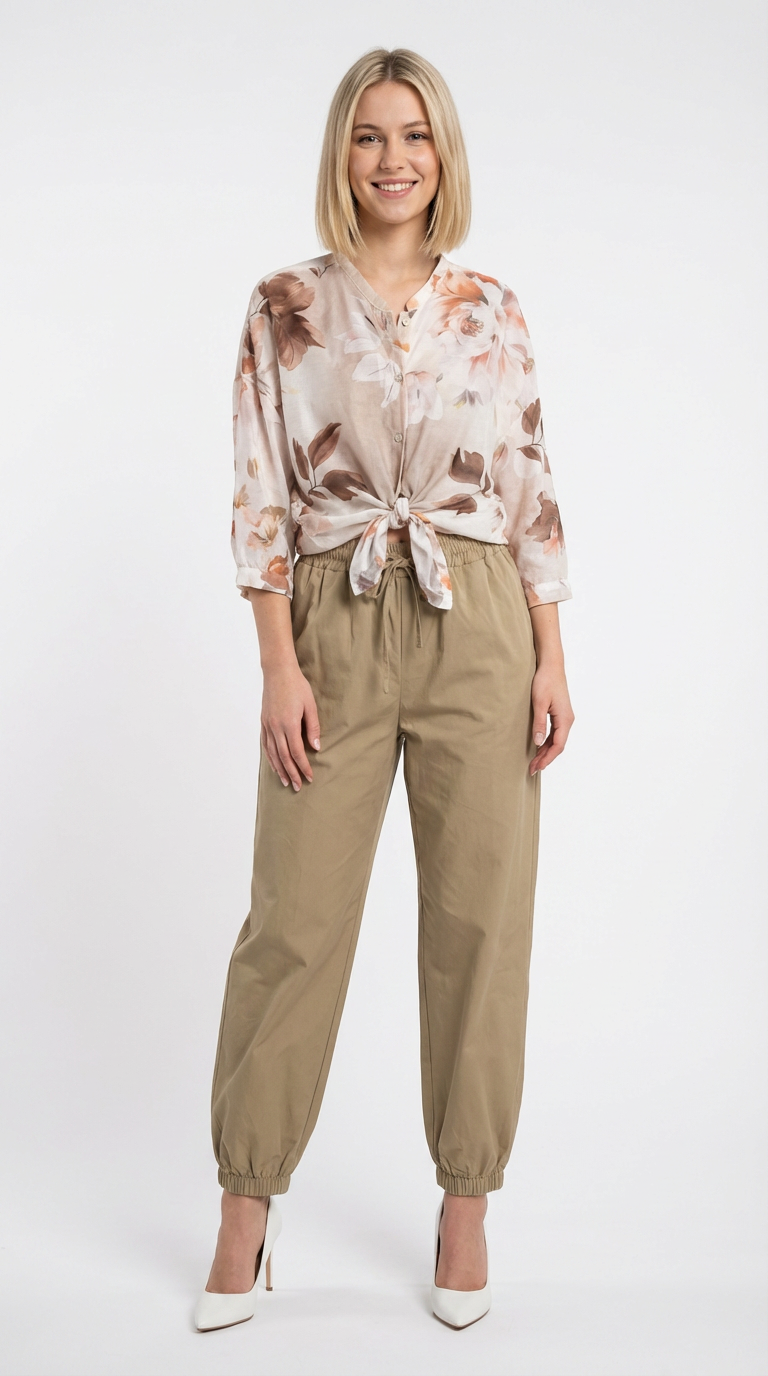 Pantalone cotone con coulisse