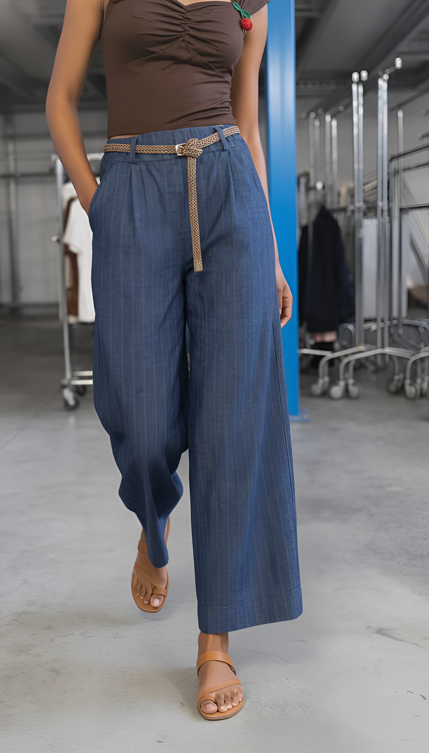 Pantalone chambry wideleg