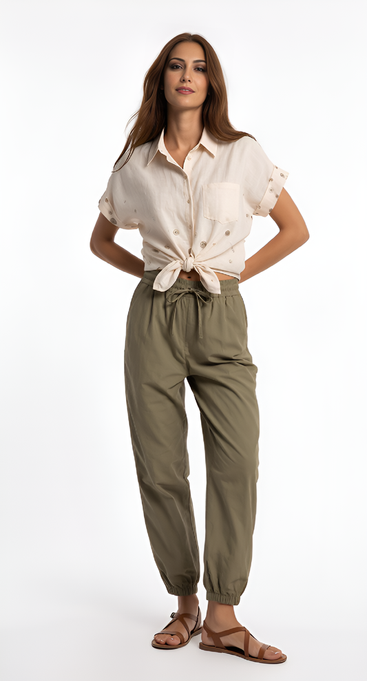 Pantalone cotone con coulisse