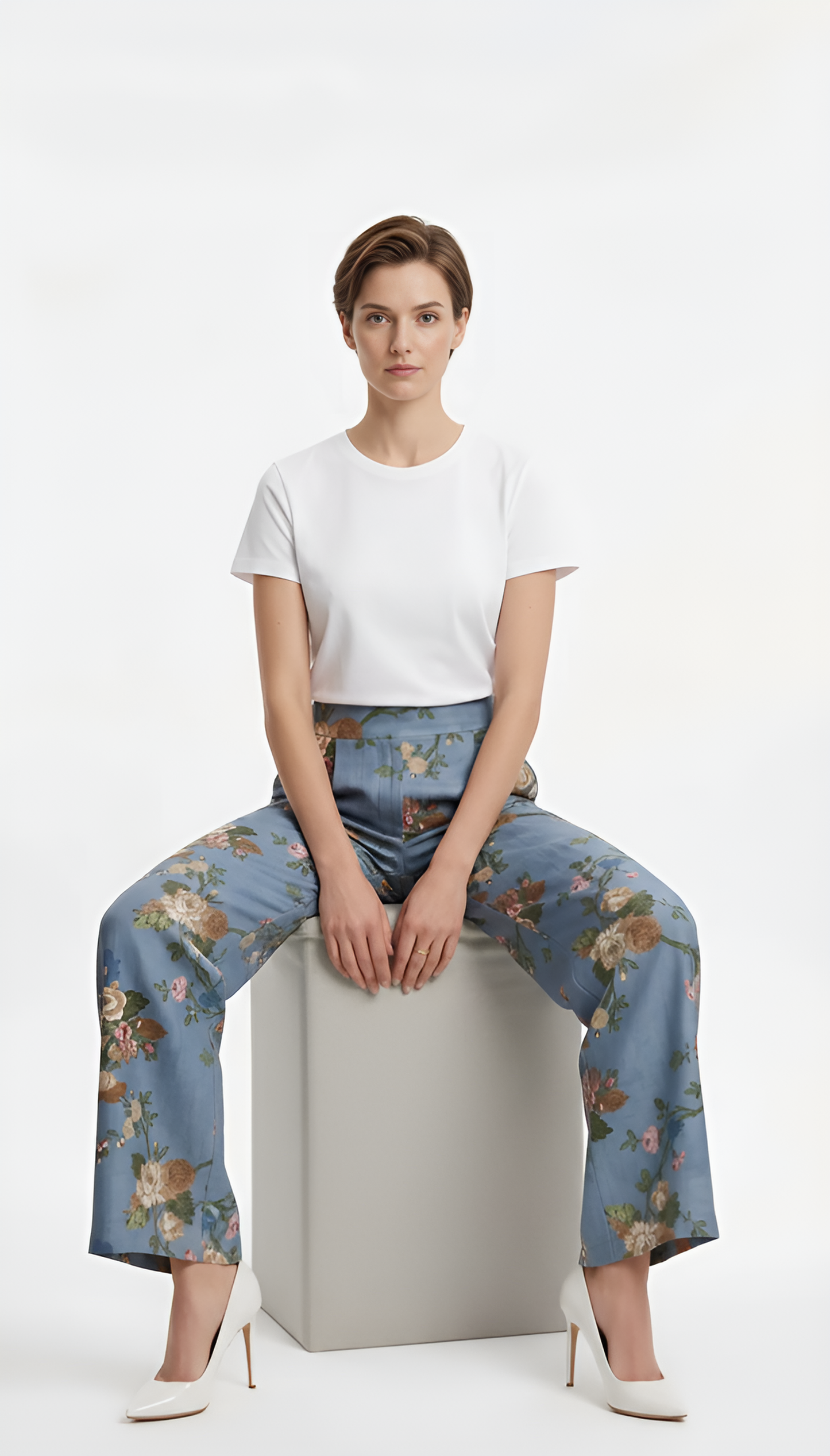 Pantalone wideleg stampato
