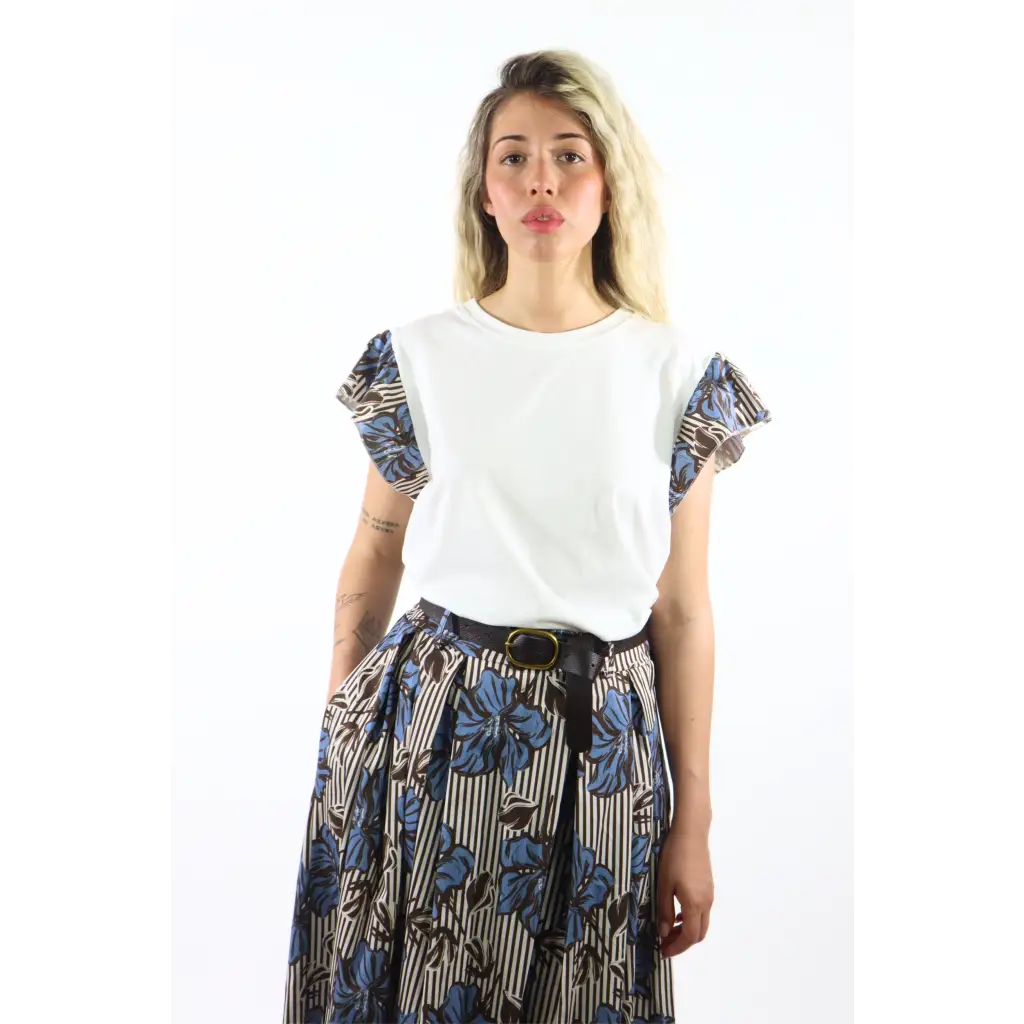 T-shirt Basic manica fantasia - BIANCO / UNICA / Cotone/Elastan - T-SHIRT