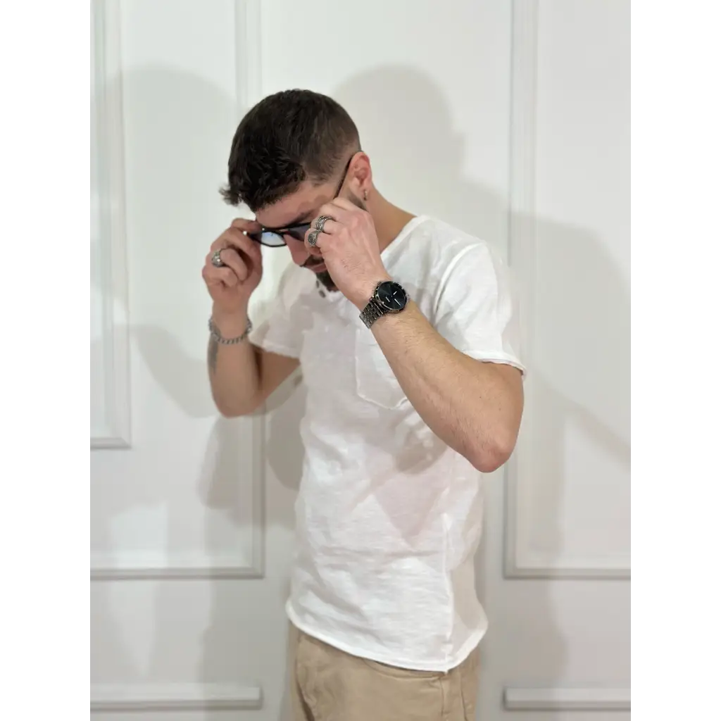T-shirt con bottoni stone - T-SHIRT