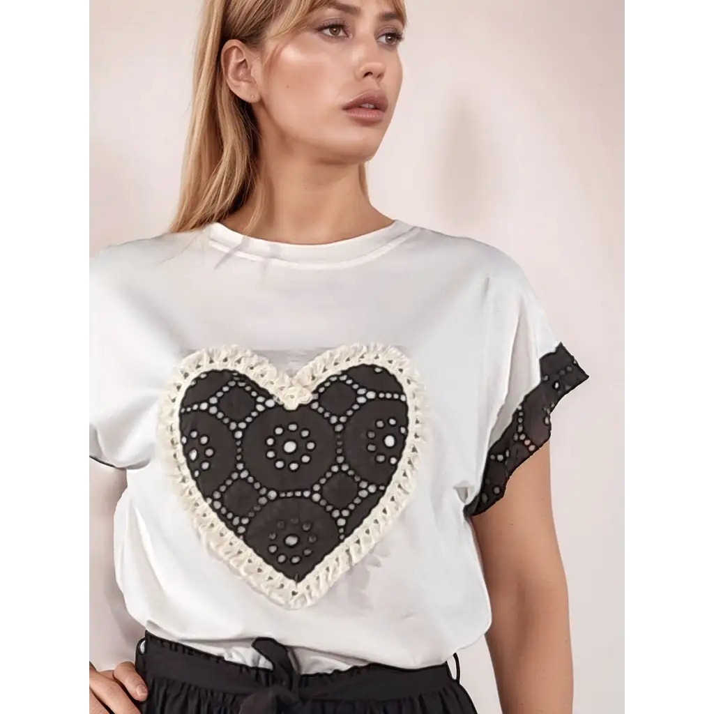 T-shirt inserto Cuore - BIANCO / UNICA / Cotone/Elastan - T-SHIRT