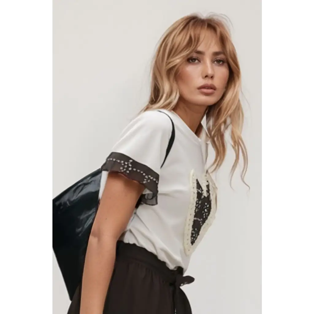 T-shirt inserto Cuore - BIANCO / UNICA / Cotone/Elastan - T-SHIRT