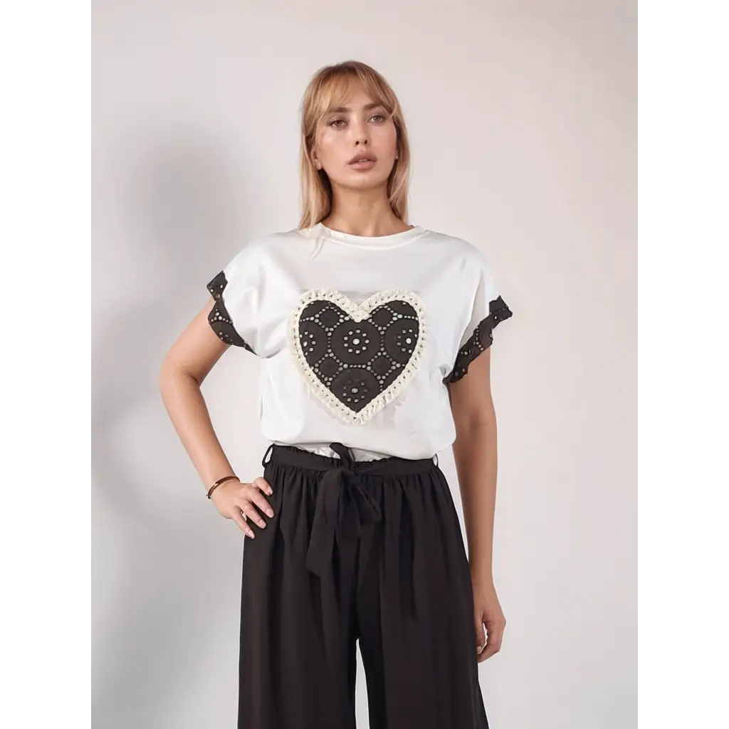 T-shirt inserto Cuore - BIANCO / UNICA / Cotone/Elastan - T-SHIRT