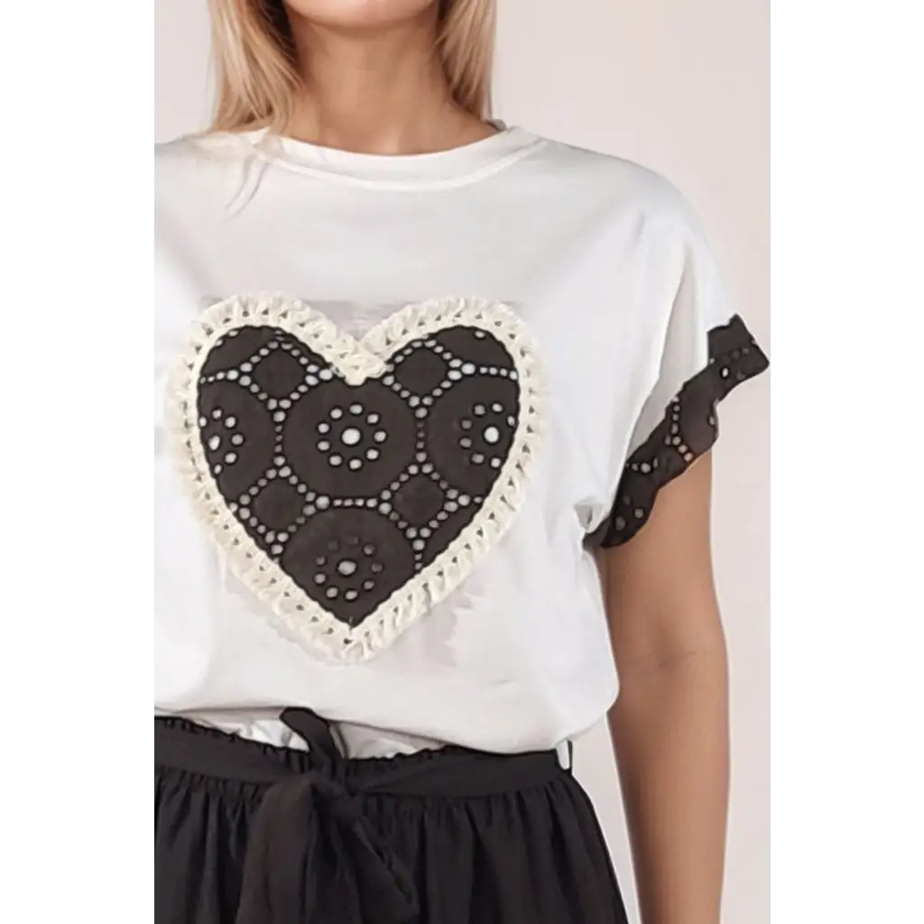 T-shirt inserto Cuore - BIANCO / UNICA / Cotone/Elastan - T-SHIRT