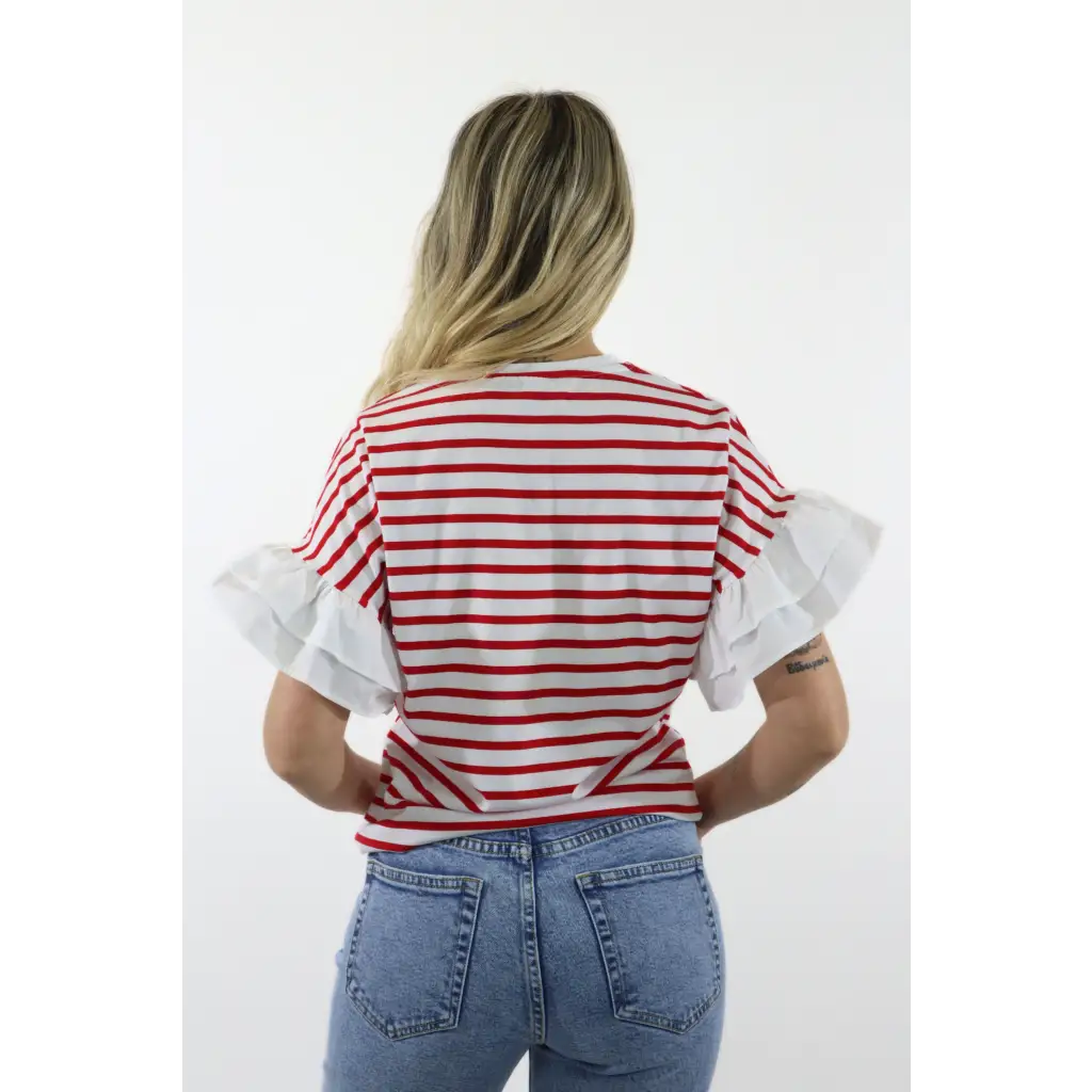 T-shirt righe con balza - T-SHIRT