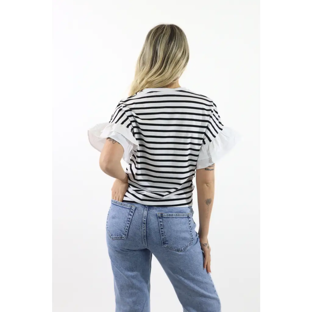 T-shirt righe con balza - T-SHIRT