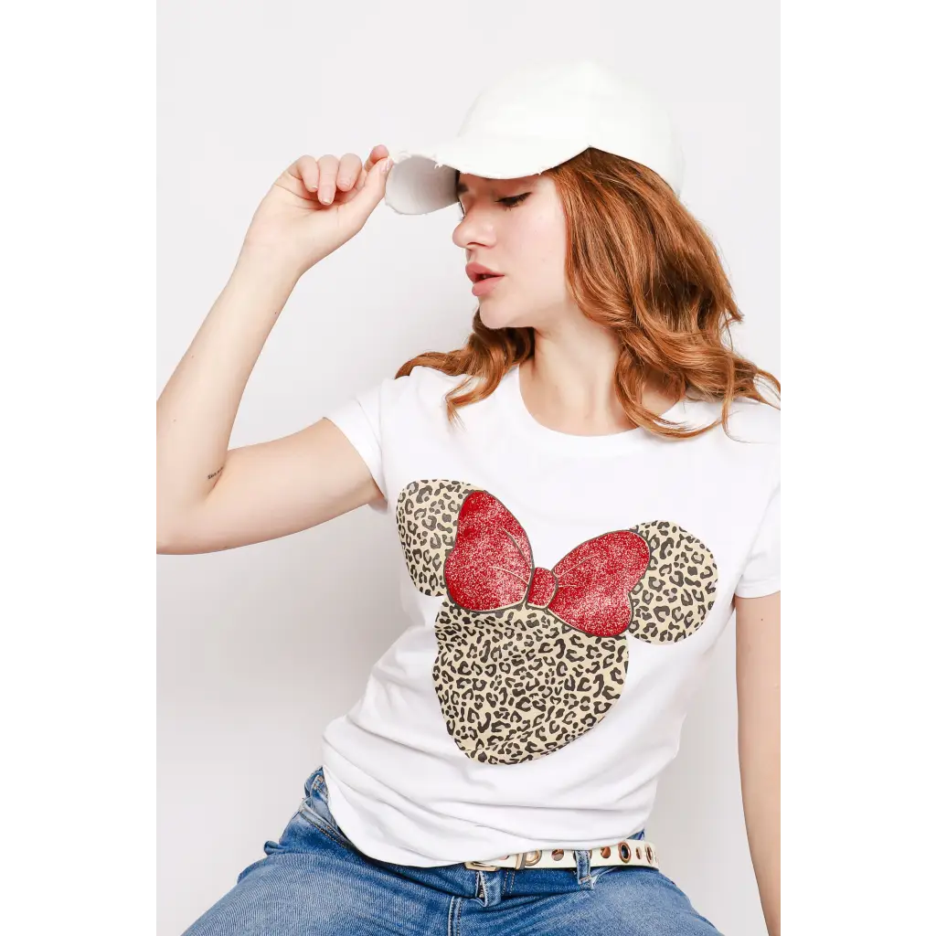 T-shirt stampa Minnie glitter - UNICA / BIANCO - T-SHIRT